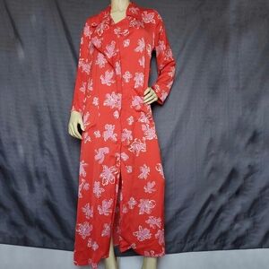 Red Floral Satin Robe Intimates & Sleepwear